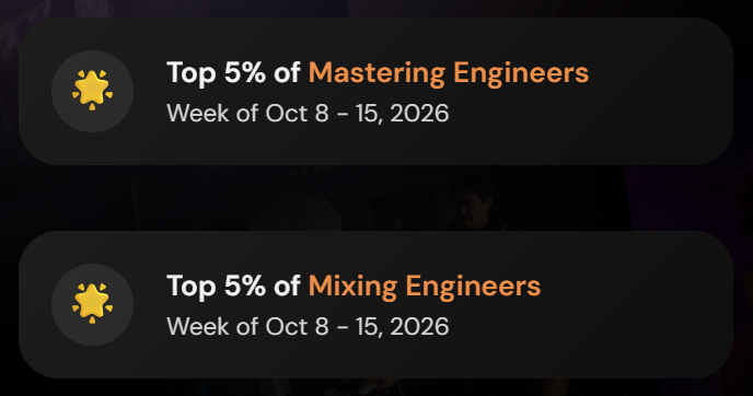 Профиль Arsound на Muso.ai: топ-5% Mastering Engineers и топ-5% Mixing Engineers, неделя 8–15 октября 2026